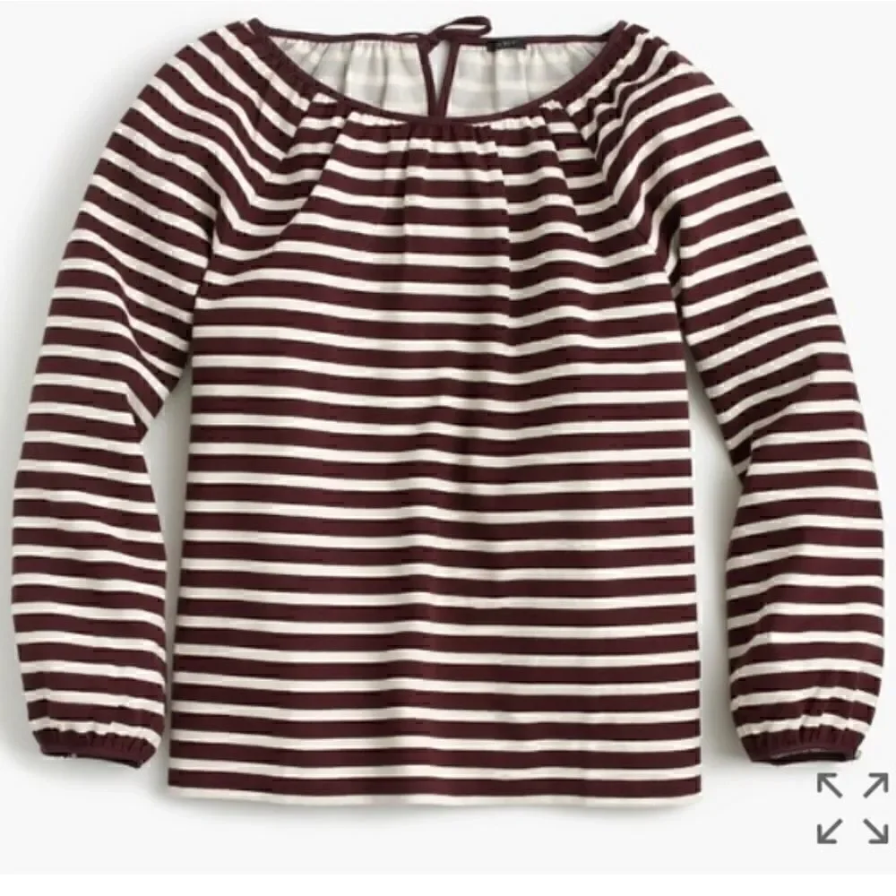 J. Crew Burgundy Striped Peasant Top Size XL